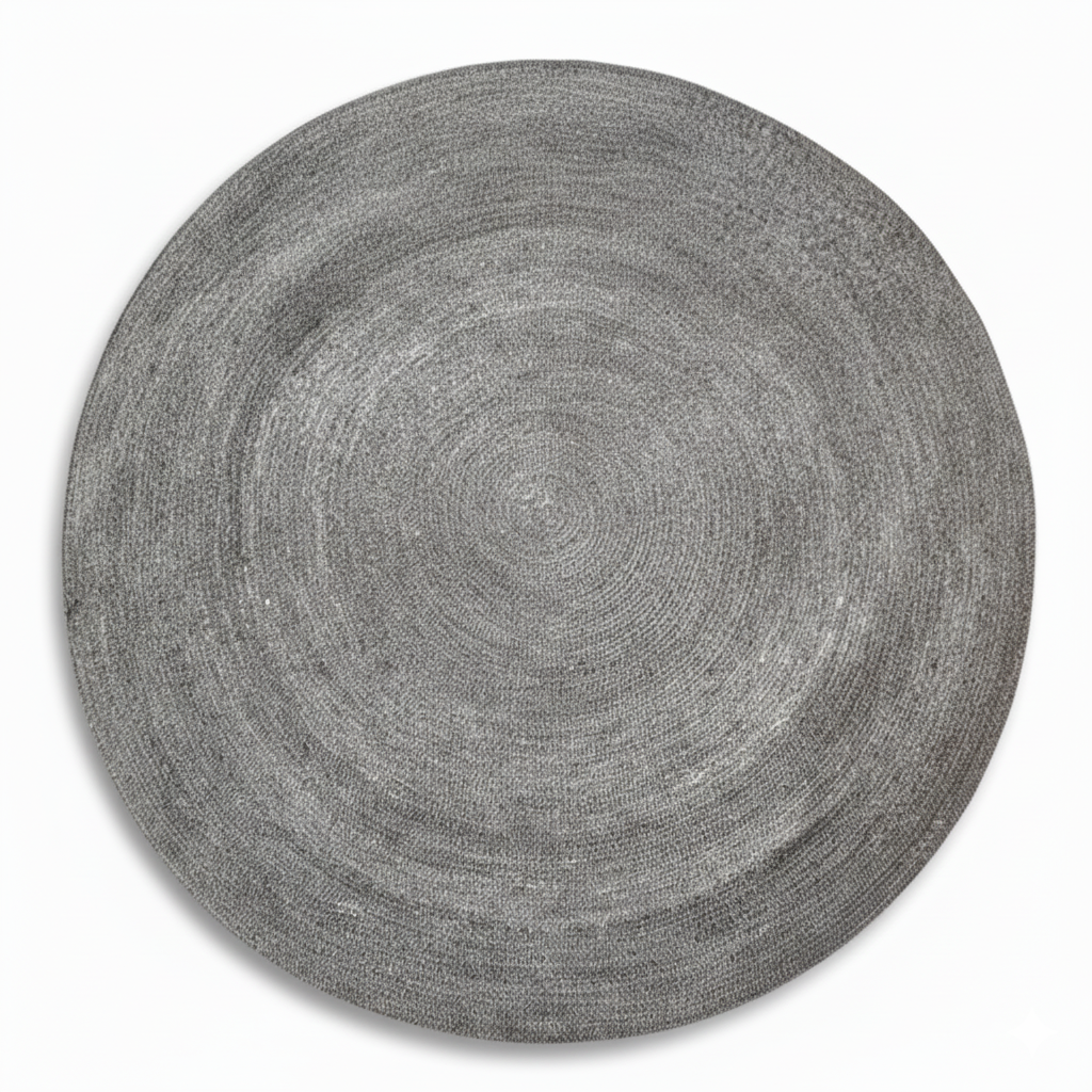 Solid Charcoal Grey Round Jute Rug - Modern Hand-Braided Area Rug || GERA 202506