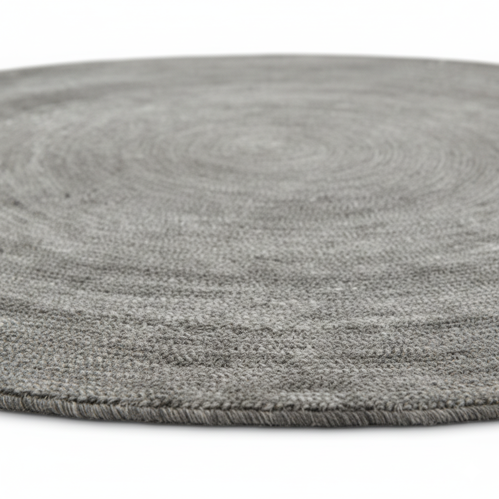 Solid Charcoal Grey Round Jute Rug - Modern Hand-Braided Area Rug || GERA 202506