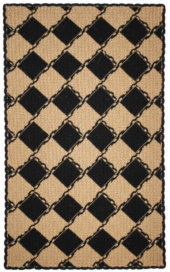 Bold Diamond Lattice Jute Area Rug - Black & Natural Geometric Pattern || GEREA 202501
