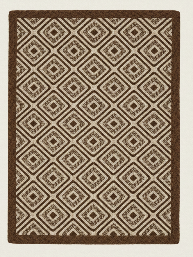 Earthy Tones Hand-Braided Jute Rug - Natural & Brown Diamond Weave || GEREA 202503