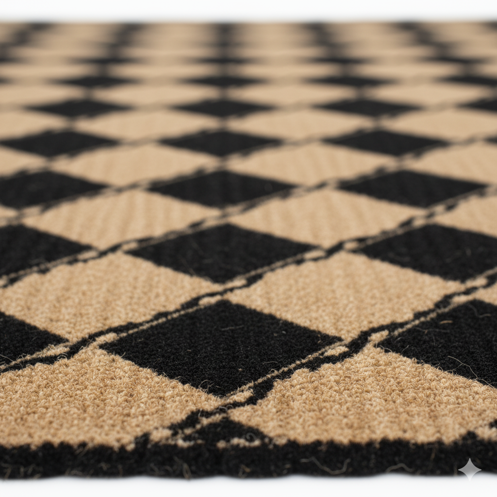Bold Diamond Lattice Jute Area Rug - Black & Natural Geometric Pattern || GEREA 202501