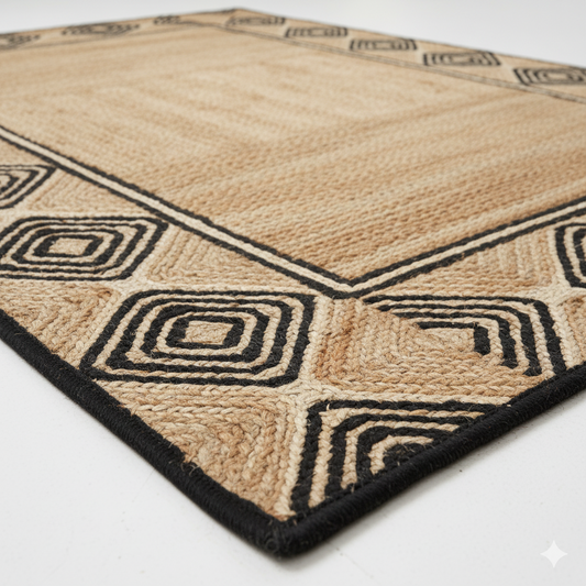 Boho Diamond Border Jute Rug – Bold Style Meets Natural Beauty || GEREA 202509