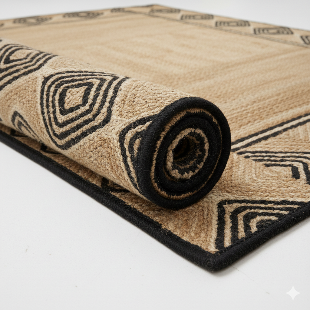 Boho Diamond Border Jute Rug – Bold Style Meets Natural Beauty || GEREA 202509