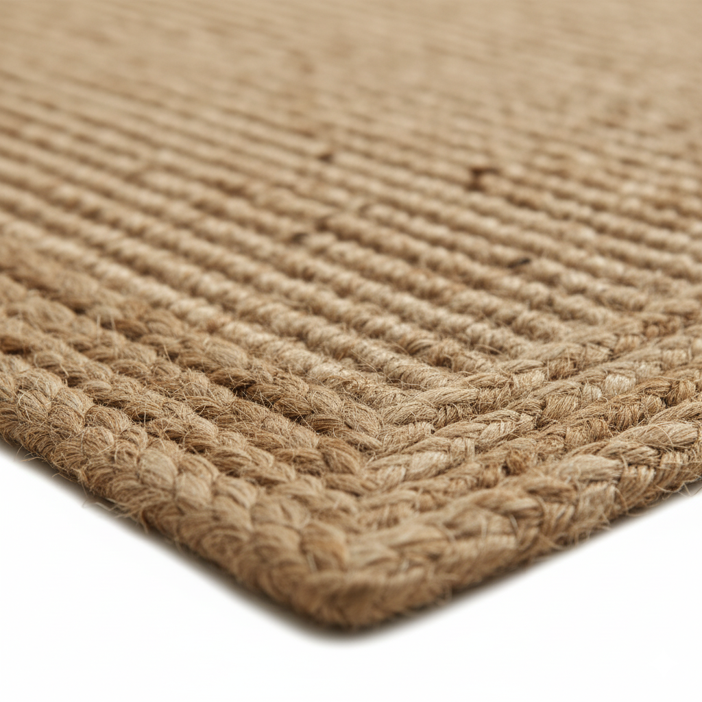 Durable Rectangular Jute Rug - Solid Natural Weave with Defined Edge || GEREO 202501