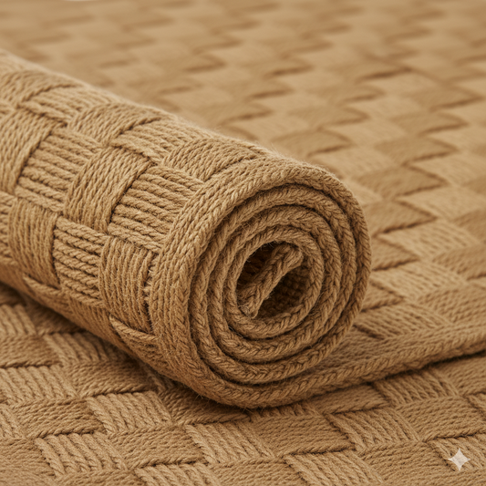 Natural Jute Rope Checkerboard Rug - High-Texture Rectangular Design || GEREO 202505