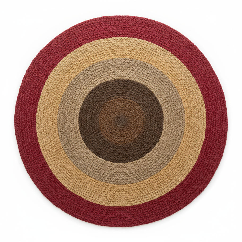 Bold Multi-Tone Color Block Round Jute Rug || GERO 202503