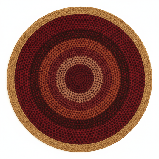 Warm Tones Round Jute and Chenille Area Rug || GERO 202504