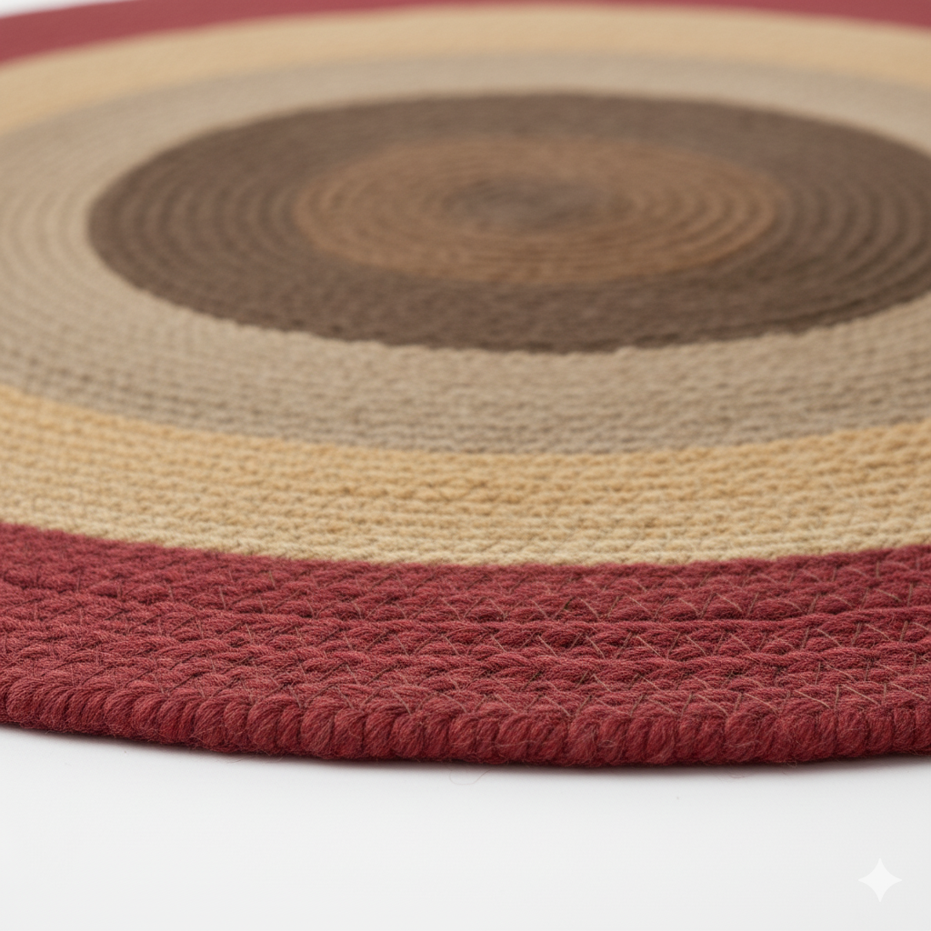 Bold Multi-Tone Color Block Round Jute Rug || GERO 202503