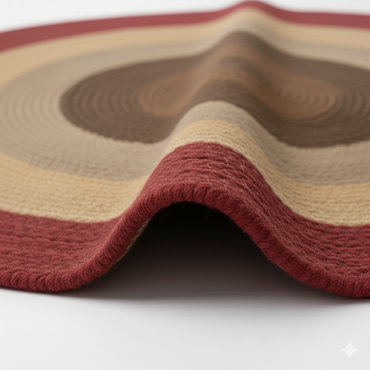 Bold Multi-Tone Color Block Round Jute Rug || GERO 202503