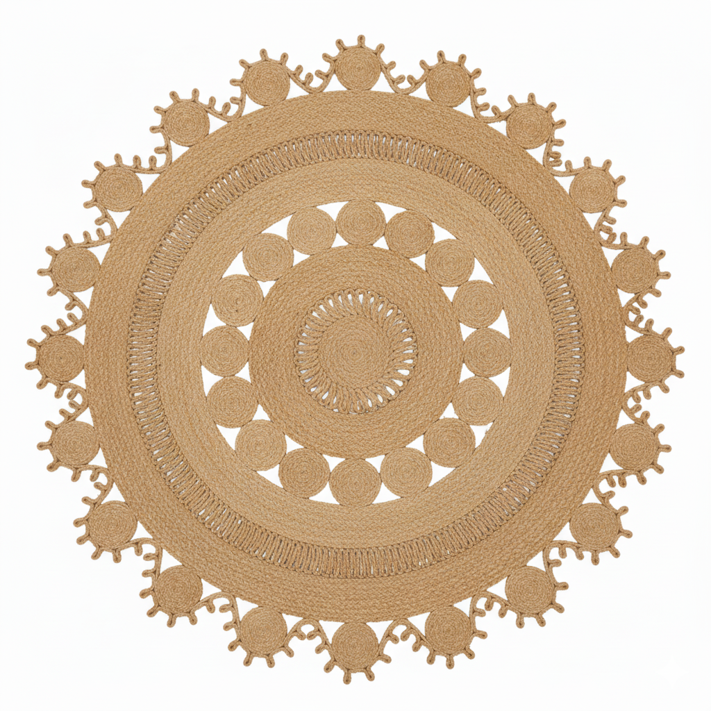 Artisan Dreamcatcher Natural Jute Round Rug || GERA 202512