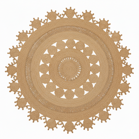 Artisan Dreamcatcher Natural Jute Round Rug || GERA 202512