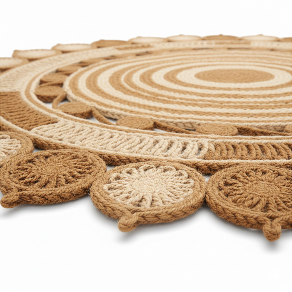Two-Tone Sunburst Jute Medallion Round Rug || GERA 202515