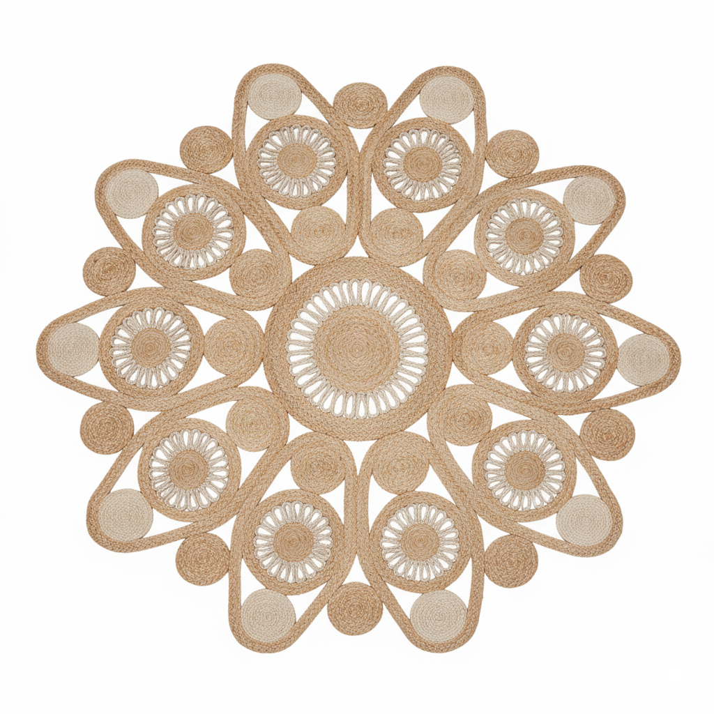 Intricate Floral Mandala Area Jute Rug || GERA 202516