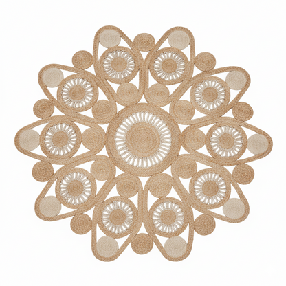 Intricate Floral Mandala Area Jute Rug || GERA 202516