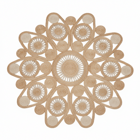 Intricate Floral Mandala Area Jute Rug || GERA 202516