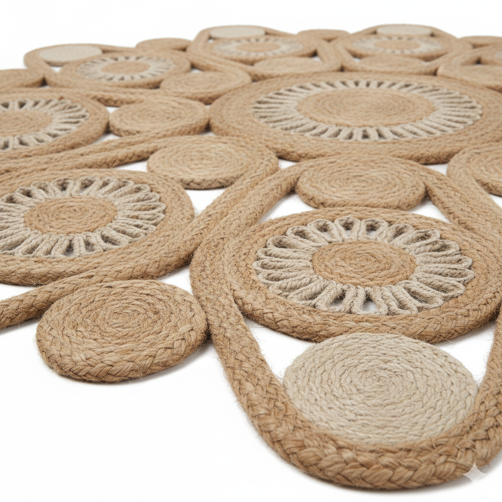 Intricate Floral Mandala Area Jute Rug || GERA 202516