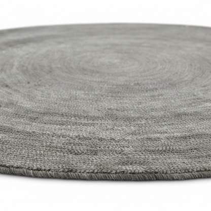 Solid Charcoal Grey Round Jute Rug - Modern Hand-Braided Area Rug || GERA 202506