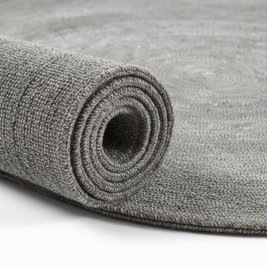 Solid Charcoal Grey Round Jute Rug - Modern Hand-Braided Area Rug || GERA 202506