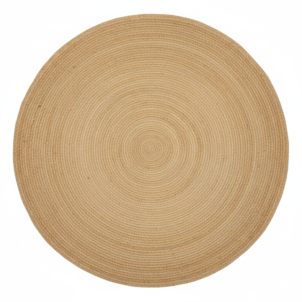 Classic Hand-Braided Natural Jute Round Area Rug || GERA 202507