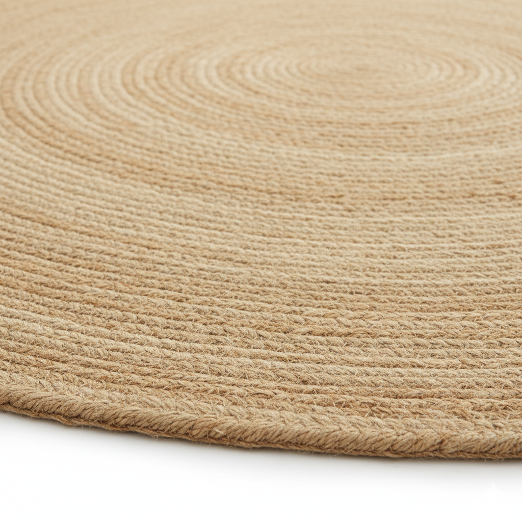 Classic Hand-Braided Natural Jute Round Area Rug || GERA 202507