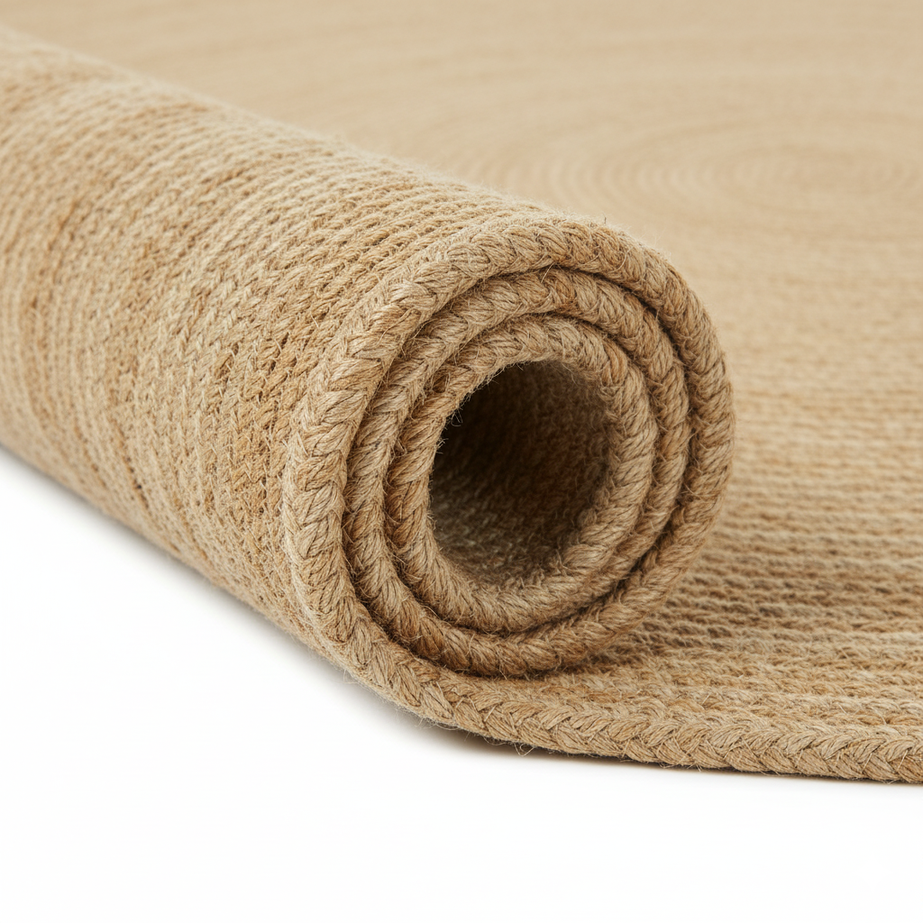 Classic Hand-Braided Natural Jute Round Area Rug || GERA 202507