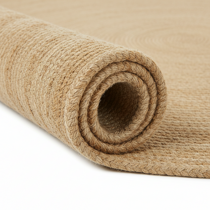 Classic Hand-Braided Natural Jute Round Area Rug || GERA 202507