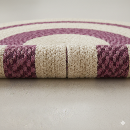 Chic Plum & Natural Braided Jute Round Rug || GERA 202511