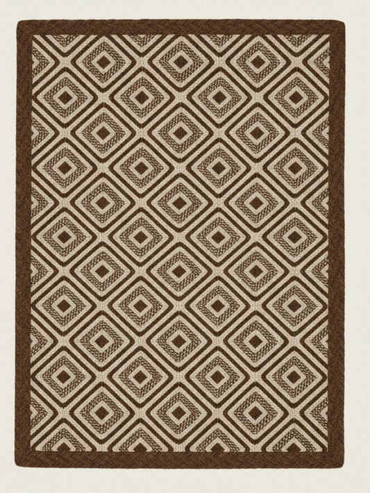 Earthy Tones Hand-Braided Jute Rug - Natural &amp; Brown Diamond Weave || GEREA 202503