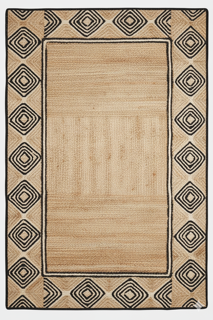 Boho Diamond Border Jute Rug – Bold Style Meets Natural Beauty || GEREA 202509