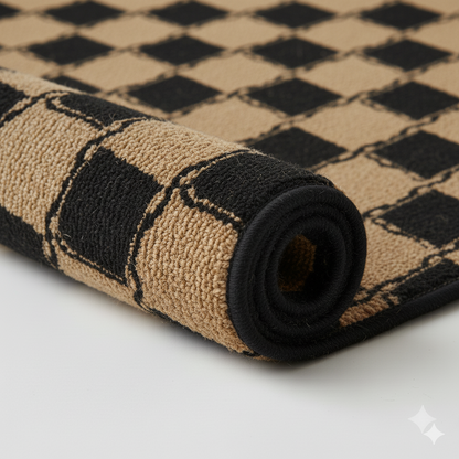 Bold Diamond Lattice Jute Area Rug - Black &amp; Natural Geometric Pattern || GEREA 202501