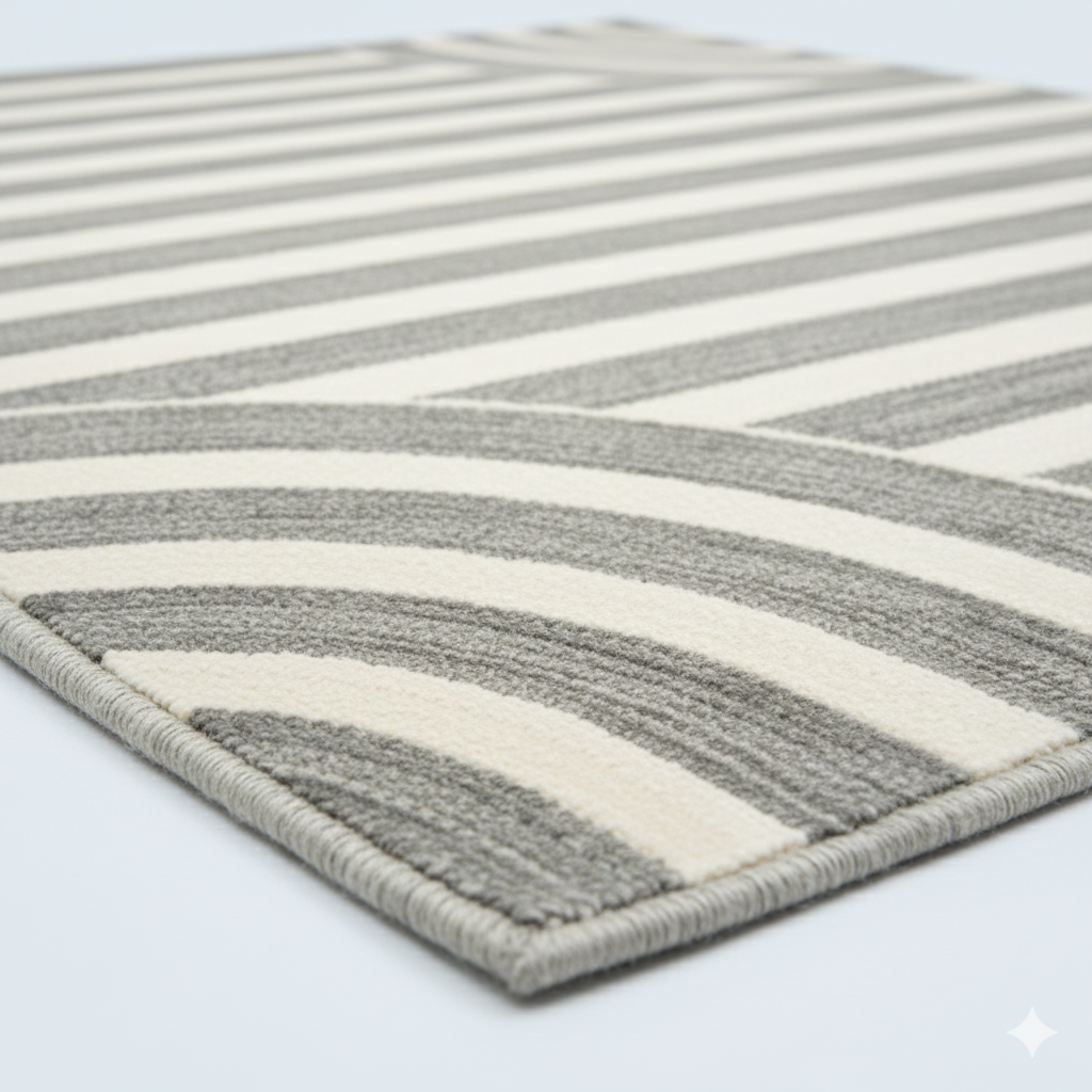 Urban Rhythm: Modern Striped Jute Rug in Grey & Ivory || GEREA 202511