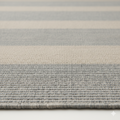 Coastal Stripe Hand-Woven Jute Blend Area Rug || GEREO 202504