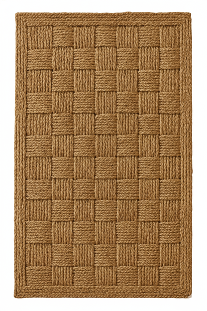 Natural Jute Rope Checkerboard Rug - High-Texture Rectangular Design || GEREO 202505
