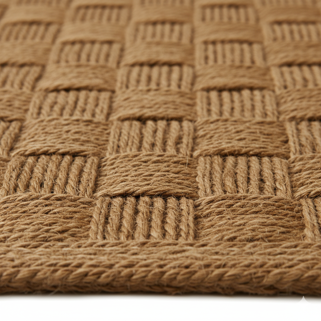 Natural Jute Rope Checkerboard Rug - High-Texture Rectangular Design || GEREO 202505
