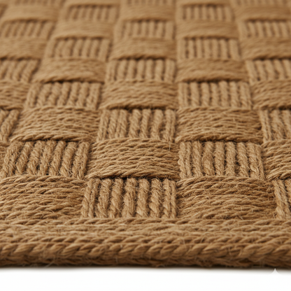 Natural Jute Rope Checkerboard Rug - High-Texture Rectangular Design || GEREO 202505
