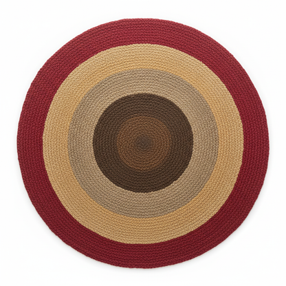 Bold Multi-Tone Color Block Round Jute Rug || GERO 202503