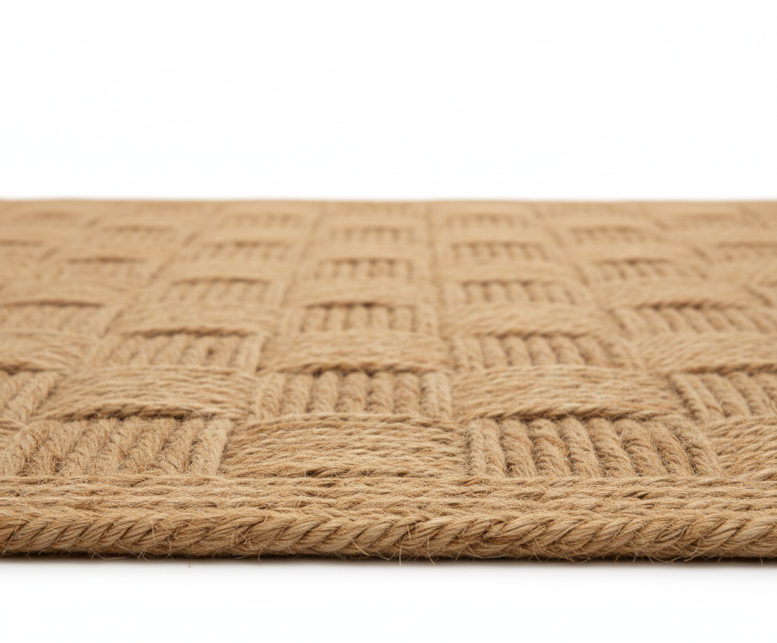 Durable Hand-Braided Oval Jute Area Rug - Earth Tone Stripe Design